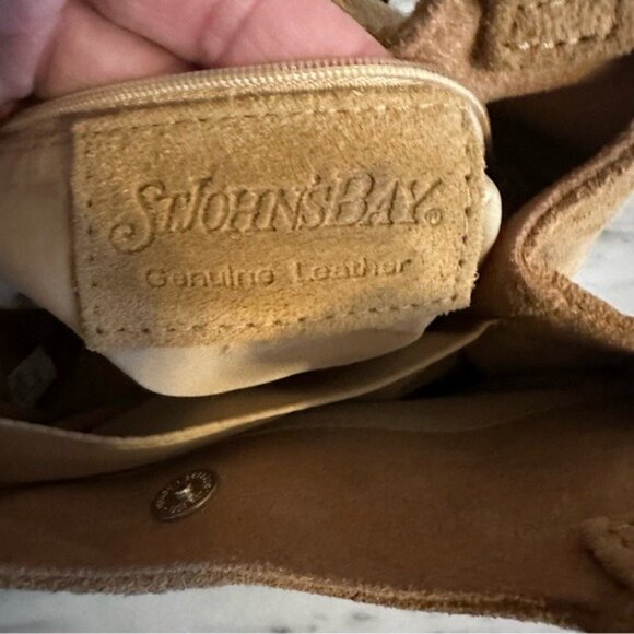 St Johns Bay Tan Suede Leather Small Hand Bag Purse Pocketbook Casual Weekender - Picture 9 of 10